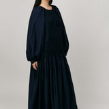 Studio Pintuck Dress in Navy