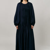 Studio Pintuck Dress in Navy