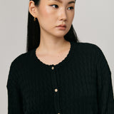 Iris Cable-Knit Cardigan in Black