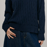 Bridget Chunky Cable-Knit Jumper in Navy