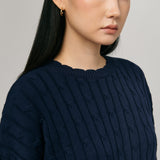 Bridget Chunky Cable-Knit Jumper in Navy