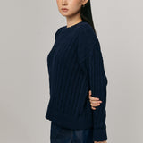 Bridget Chunky Cable-Knit Jumper in Navy