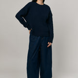 Bridget Chunky Cable-Knit Jumper in Navy