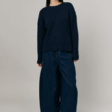 Bridget Chunky Cable-Knit Jumper in Navy