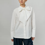 Atelier Poplin Bow Shirt in White