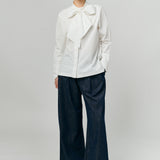 Atelier Poplin Bow Shirt in White