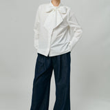 Atelier Poplin Bow Shirt in White