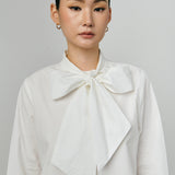 Atelier Poplin Bow Shirt in White