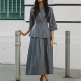 Canvas Skirt in Steel Blue Stripe