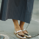 Canvas Skirt in Steel Blue Stripe