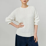 Bridget Chunky Cable-Knit Jumper in White