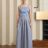 Narumi Pleated Ramie Trousers in Dusty Blue