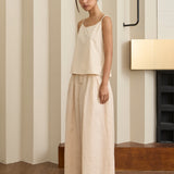 Narumi Pleated Ramie Trousers in Buttercream