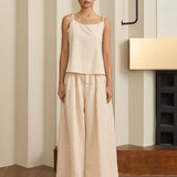 Narumi Pleated Ramie Trousers in Buttercream