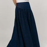 Asymmetric Denim Skirt in Dark Wash