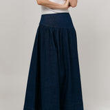 Asymmetric Denim Skirt in Dark Wash