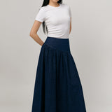 Asymmetric Denim Skirt in Dark Wash