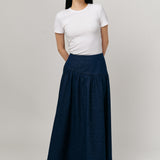 Asymmetric Denim Skirt in Dark Wash