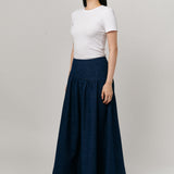 Asymmetric Denim Skirt in Dark Wash