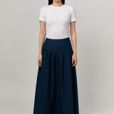 Asymmetric Denim Skirt in Dark Wash