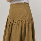 Asymmetric Twill Skirt in Camel