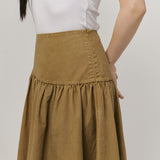 Asymmetric Twill Skirt in Camel