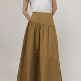 Asymmetric Twill Skirt in Camel