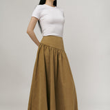 Asymmetric Twill Skirt in Camel