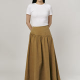 Asymmetric Twill Skirt in Camel