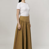 Asymmetric Twill Skirt in Camel