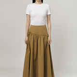 Asymmetric Twill Skirt in Camel