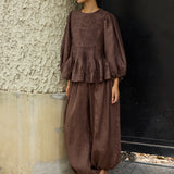 Studio Ramie Balloon Trousers in Chocolate
