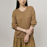 Iris Cable-Knit Cardigan in Camel