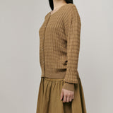 Iris Cable-Knit Cardigan in Camel