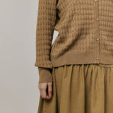 Iris Cable-Knit Cardigan in Camel