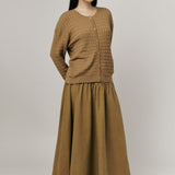 Iris Cable-Knit Cardigan in Camel