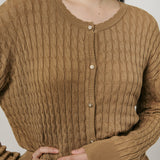 Iris Cable-Knit Cardigan in Camel