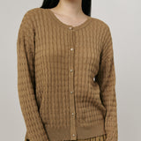 Iris Cable-Knit Cardigan in Camel