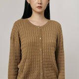 Iris Cable-Knit Cardigan in Camel