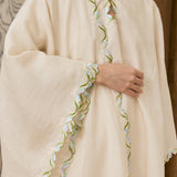 Serene Ramie Kurung Set with Selendang in Cream