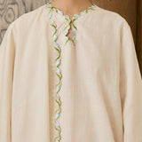 Serene Ramie Kurung Set with Selendang in Cream