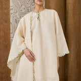 Serene Ramie Kurung Set with Selendang in Cream