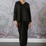 Signature Linen Kebaya Top in Black