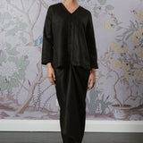 Signature Linen Knot Skirt in Black