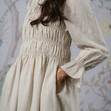 Honeymoon Shirred Linen Dress in Dune