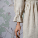 Honeymoon Shirred Linen Dress in Dune