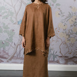 Eternal Linen Kurung Set in Chestnut