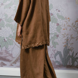 Eternal Linen Kurung Set in Chestnut