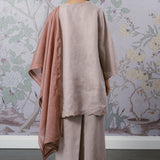 Eternal Linen Kurung Set in Dusty Pink