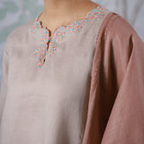 Eternal Linen Kurung Set in Dusty Pink